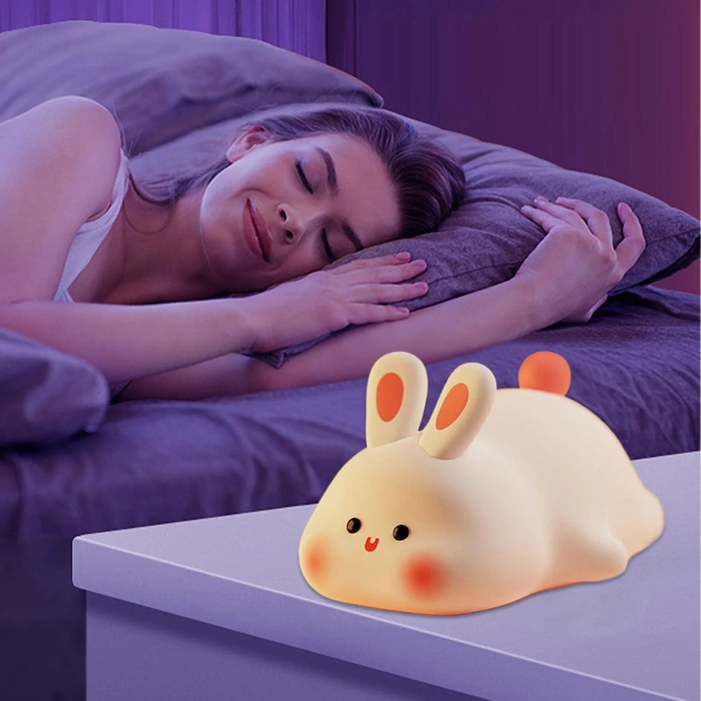 Table Lamp Reading Light Night Light for Kids Bunny Lamp Rechargeable Rabbit Lamp Kids Lights for Bedroom Led Portable Bunny Night Light for Girls Boys Nursery Children Room Decor Pink