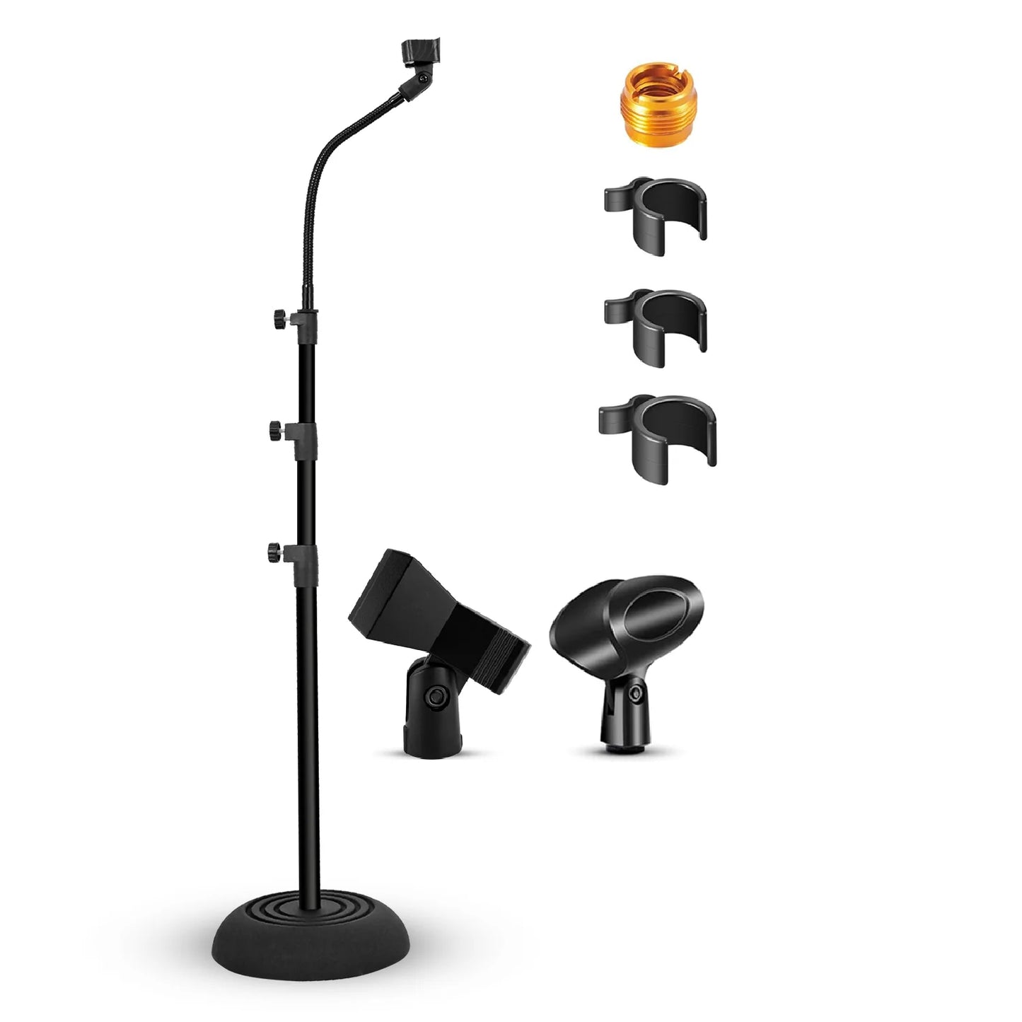 5Core Mic Stand Floor Adjustable Universal Heavy Duty Gooseneck Microphone Stands round Base Soporte De Micrófono