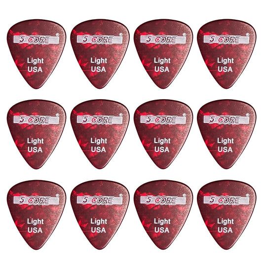 5Core Guitar Picks Celluloid Light Gauge 0.46Mm Pick - Acoustic Electric Bass Guitars RED