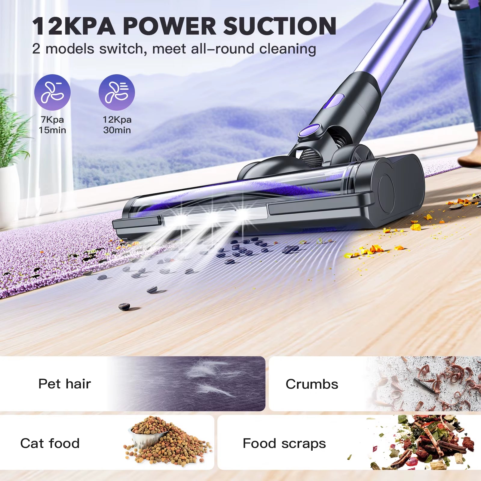 V07 100Kpa Wireless Handheld Vacuum Cleaners 180W Suction Power Cordless Stick Vaccum Cleaner for Pet Home 0.9L Dust Cup