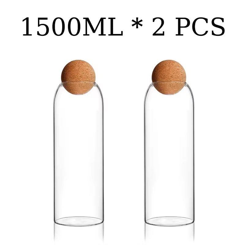 Cork Stopper High Borosilicate Transparent Glass Sealed Can Kitchen Food Grain Storage Can Tea Can Candy Storage Tank Tools