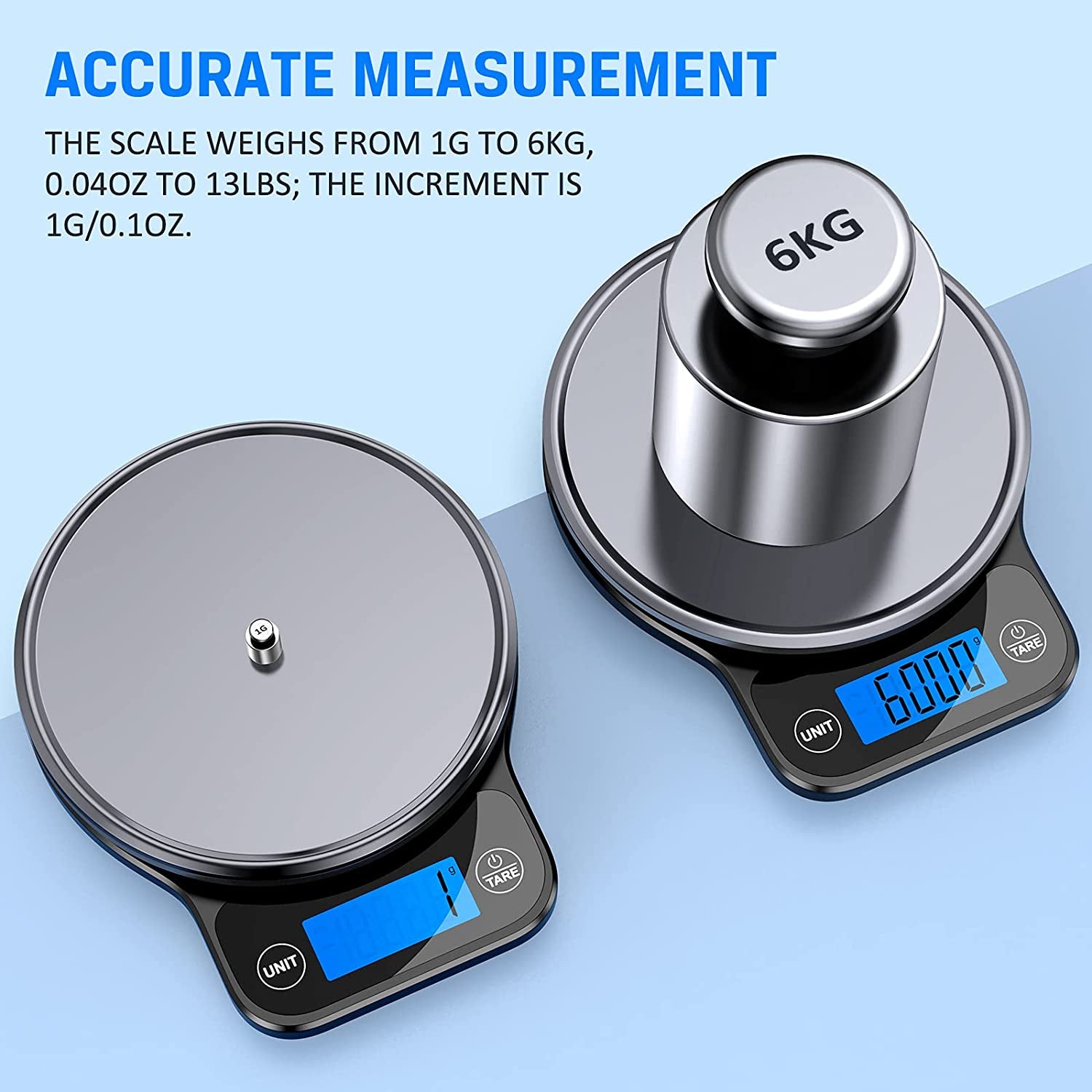 Food Scale, Digital Kitchen Scale for Weight Loss and Cooking, Scale for Food Ounces and Grams, with Black Stainless Steel Platform and Large LCD Display