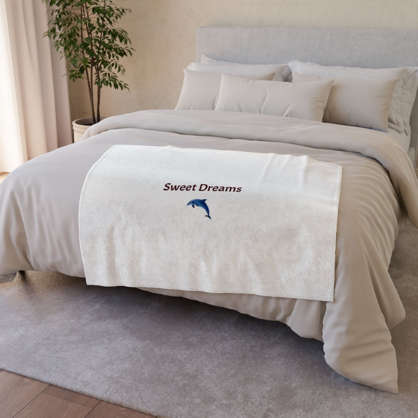 Cozy Dolphin Blanket with 'Sweet Dreams' Design - Perfect for Relaxing Nights