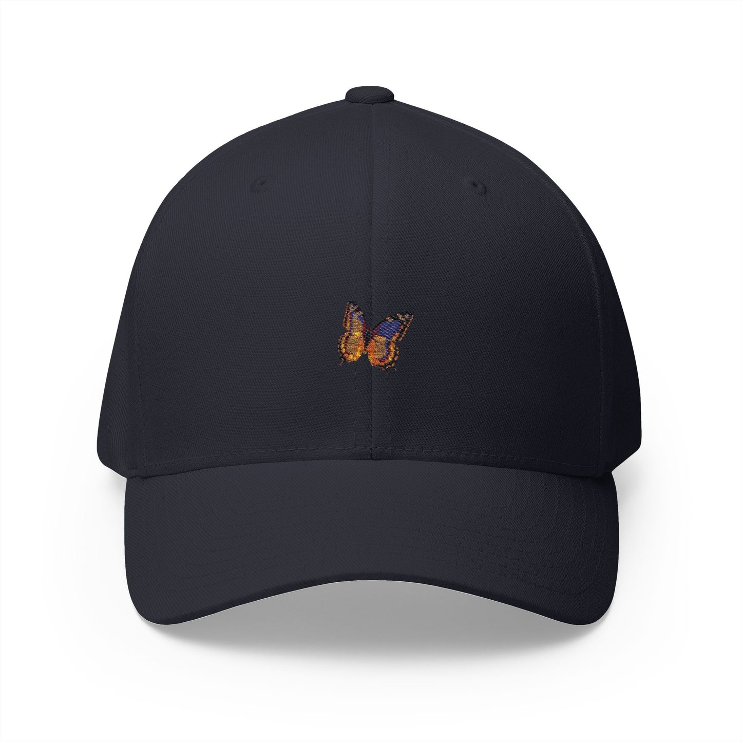 Embroidered Butterfly Closed-Back Cap for Nature Lovers