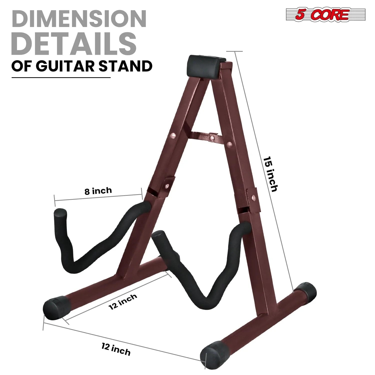 5Core Guitar Stand Floor a Frame Electric Acoustic Bass Soporte Para Guitarra BROWN