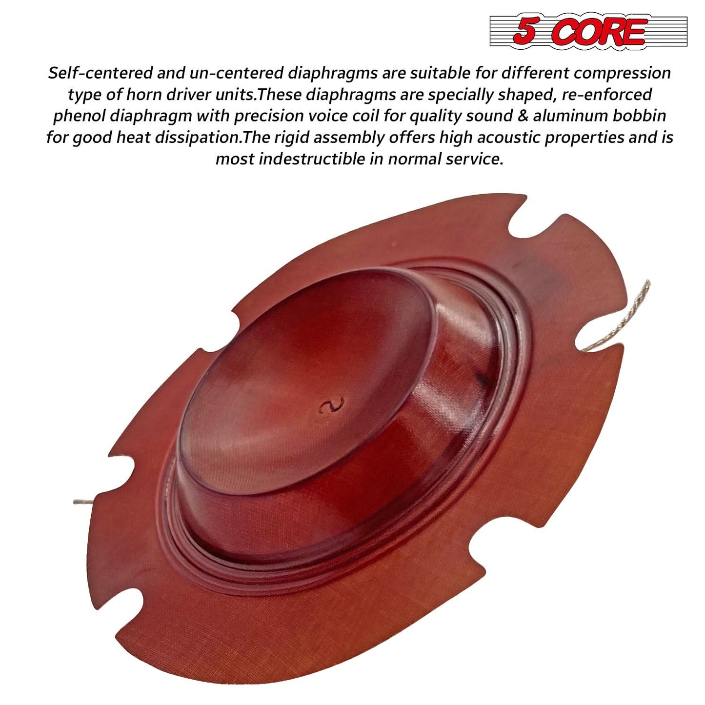 5 Core Replacement Diaphragm Titanium Universal 2" Phenolic Compression Driver Horn Voice Coil