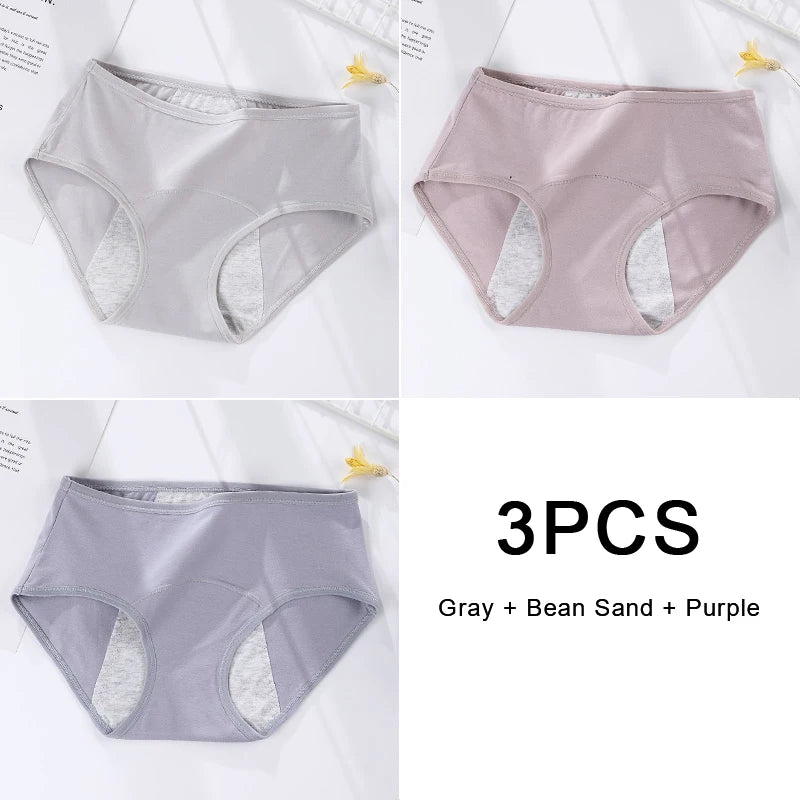 3Pcs/Set Women'S Menstrual Briefs Large Flow Postpartum Water Absorption Leakproof Briefs Women'S Pure Cotton Menstrual Briefs