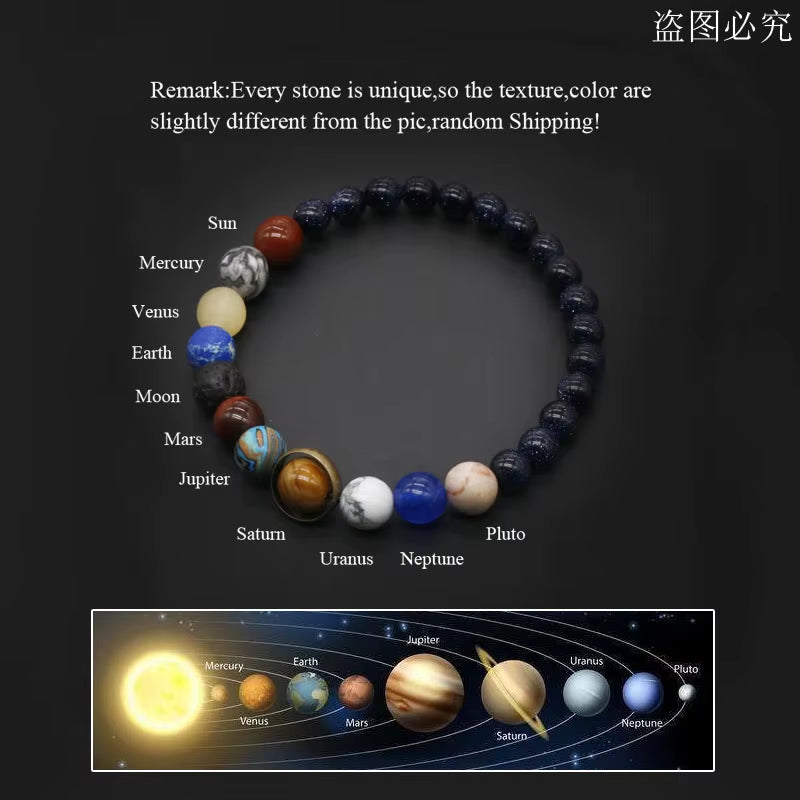 Universe Solar System Bracelet Women Natural Stone Eight Planets Bracelet Men Best Friends Gift for Him Gift for Her MY8