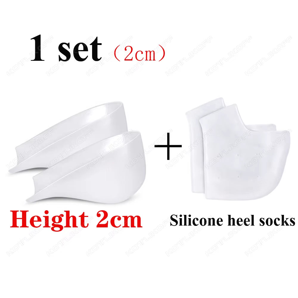 Invisible Silicone Height Increase Insole Silicone Socks Gel Heel Pads Heel Protectors Heightening Lift Shoes Sole Pad Unisex