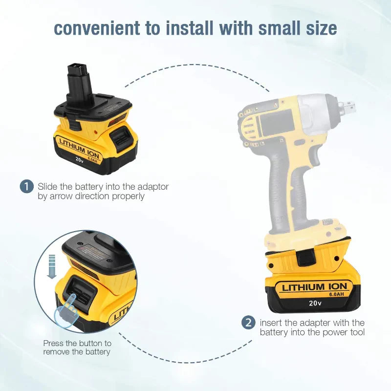 2X 18V to 20V MAX DCA1820 Adapter Converter for DEWALT 20 Volt Li-Ion Battery