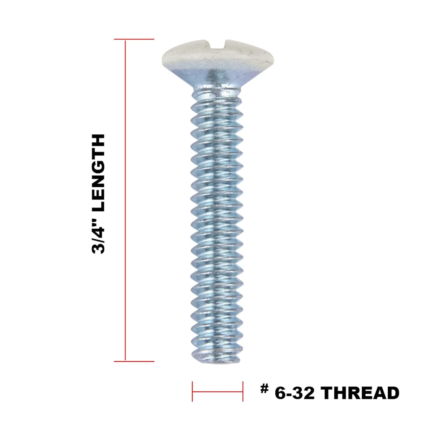 3/4" Long 6-32 Thread, Oval Head Milled Slot Replacement Wall Plate Screws, 30 Pack, Light Almond