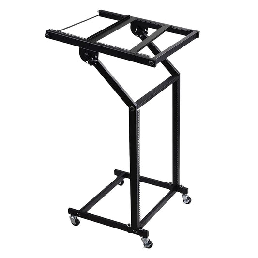 5Core DJ Mixer Stand 12U Adjustable Rack Mount Rolling Stage Cart Pro Audio Studio Equipment W Wheel