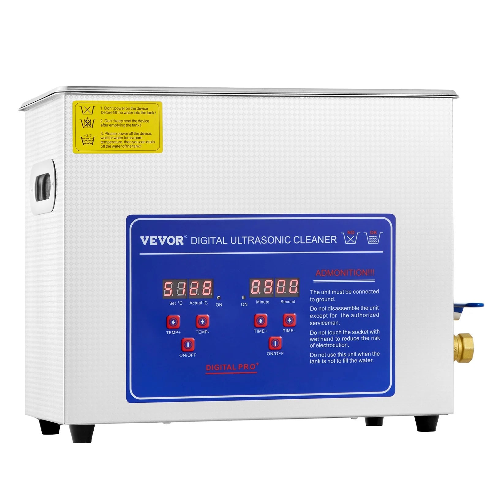 VEVOR Commercial Ultrasonic Cleaner 6L Professional Ultrasonic Cleaner 40Khz with Digital Timer&Heater 110V Excellent Cleaning Machine for Watch Instruments Industrial Parts Excellent Cleaner Solution