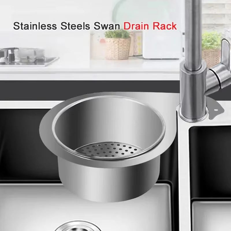 1Pcs Stainless Steel Swan Sink Filter Basket Kitchen Sink Dedicated Swan Filter Basket Hanging Drain Rack Kitchen Supplies