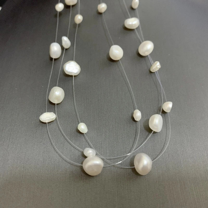 Natural Freshwater Baroque Pearl Necklace for Women Simple Style Handmade DIY Wedding Party Jewelry