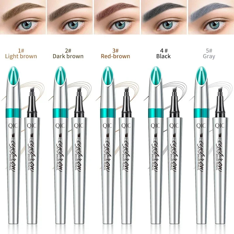 4 Point Eyebrow Pencil Waterproof Liquid Eyebrow Pen Makeup Long Lasting 4 Fork Tip Brow Pen Cosmetic Microblade Brow Pencil NEW