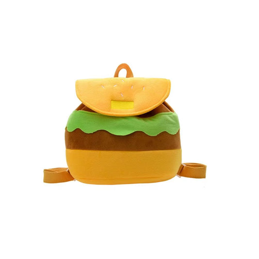 Cute Hamburger Plush Backpack Soft Cartoon Burger Plush Coin Purse Girls Kindergarten School Bookbag Children Kids Pack