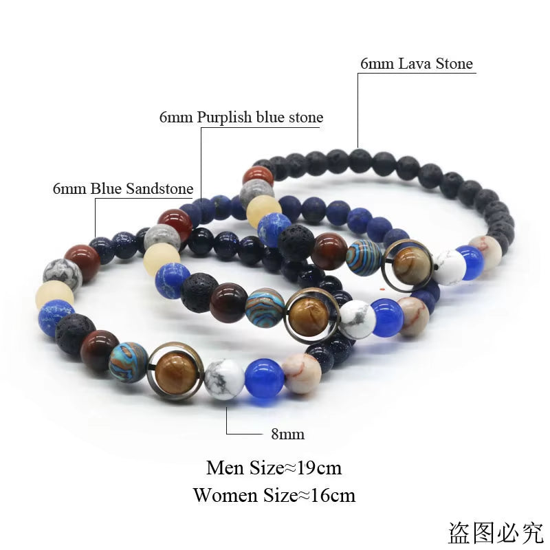 Universe Solar System Bracelet Women Natural Stone Eight Planets Bracelet Men Best Friends Gift for Him Gift for Her MY8