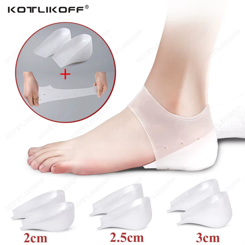 Invisible Silicone Height Increase Insole Silicone Socks Gel Heel Pads Heel Protectors Heightening Lift Shoes Sole Pad Unisex