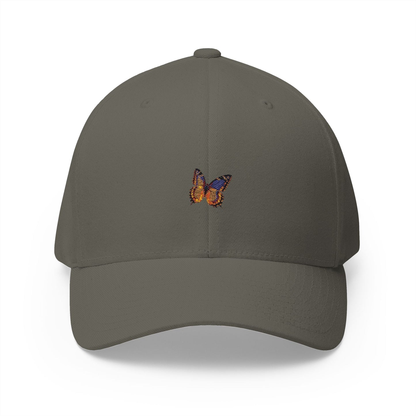 Embroidered Butterfly Closed-Back Cap for Nature Lovers