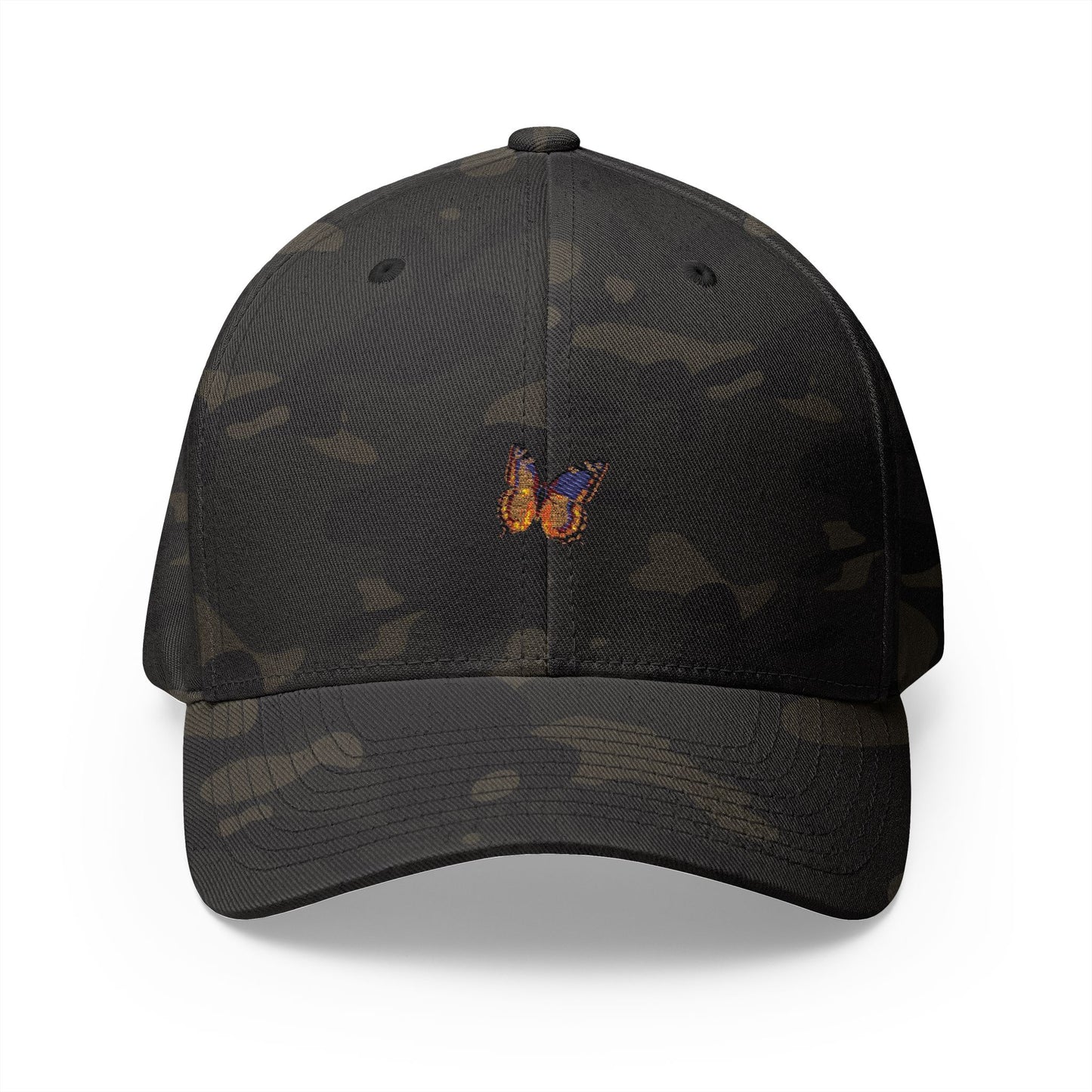 Embroidered Butterfly Closed-Back Cap for Nature Lovers