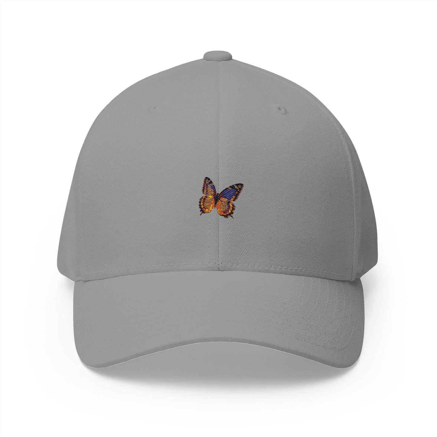 Embroidered Butterfly Closed-Back Cap for Nature Lovers