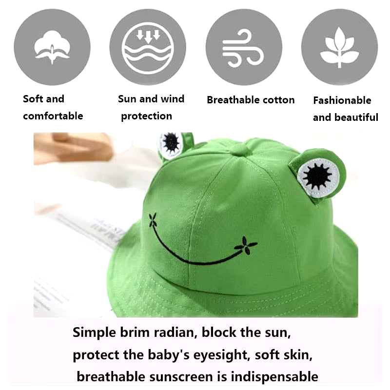 2020 New Fashion Frog Bucket Hat for Women Summer Autumn Plain Women Panama Outdoor Hiking Beach Fishing Cap Sunscreen Female