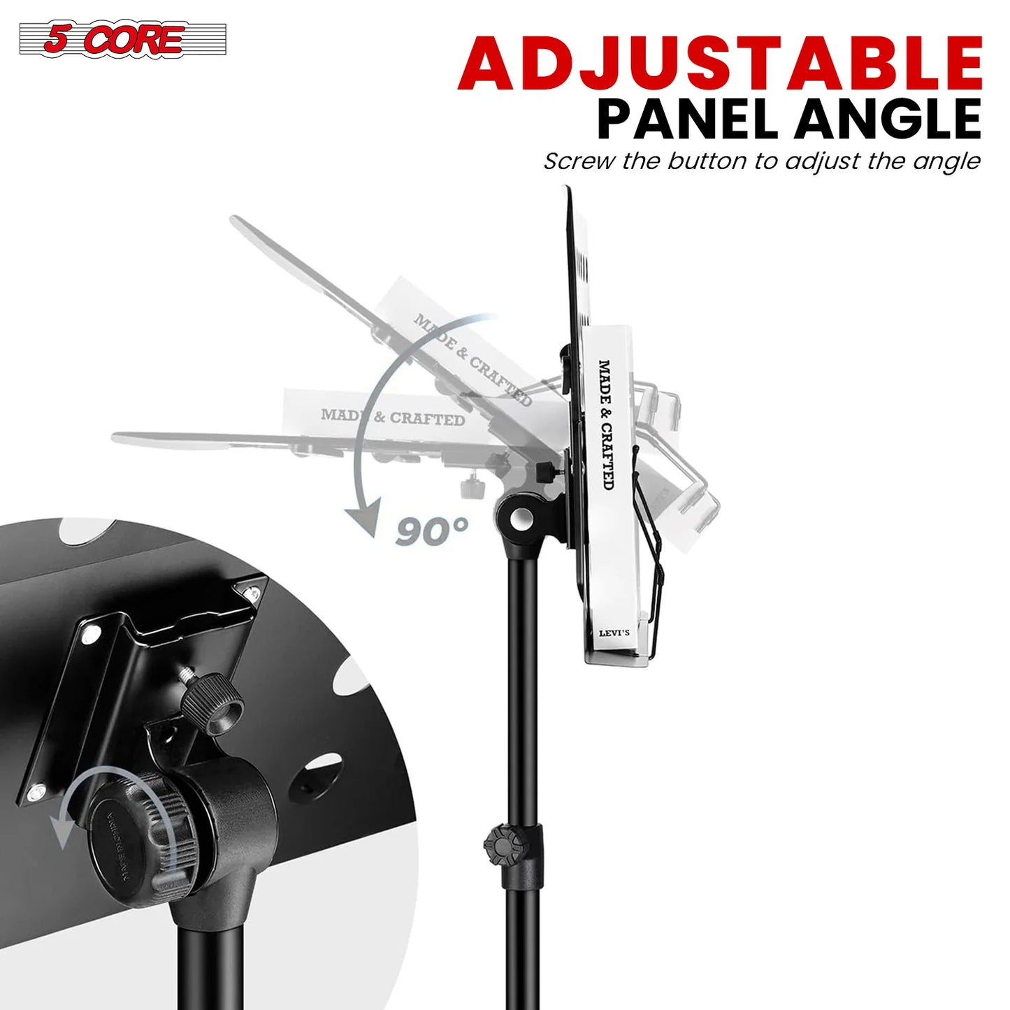 5Core Music Stand for Sheet Music Portable Tripod Adjustable Folding Note Holder BLACK