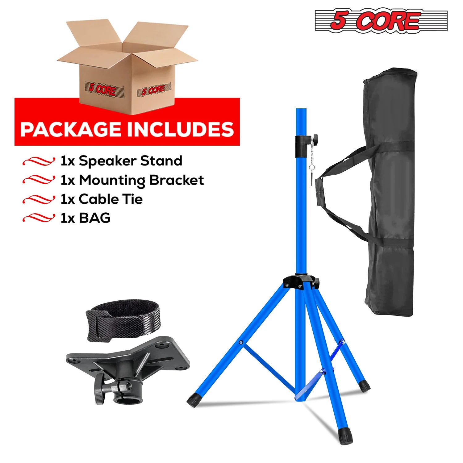 5Core Speaker Stand Tripod Tall Adjustable 72 Inch DJ Pole Mount Studio Monitor Stands SKY BLUE