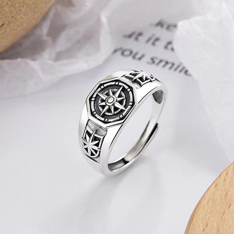 Fashion Simple Poseidon Star Rings for Women Retro Retro Hip-Hop Copper Opening Index Finger Ring Gothic Jewelry Accessories Gif