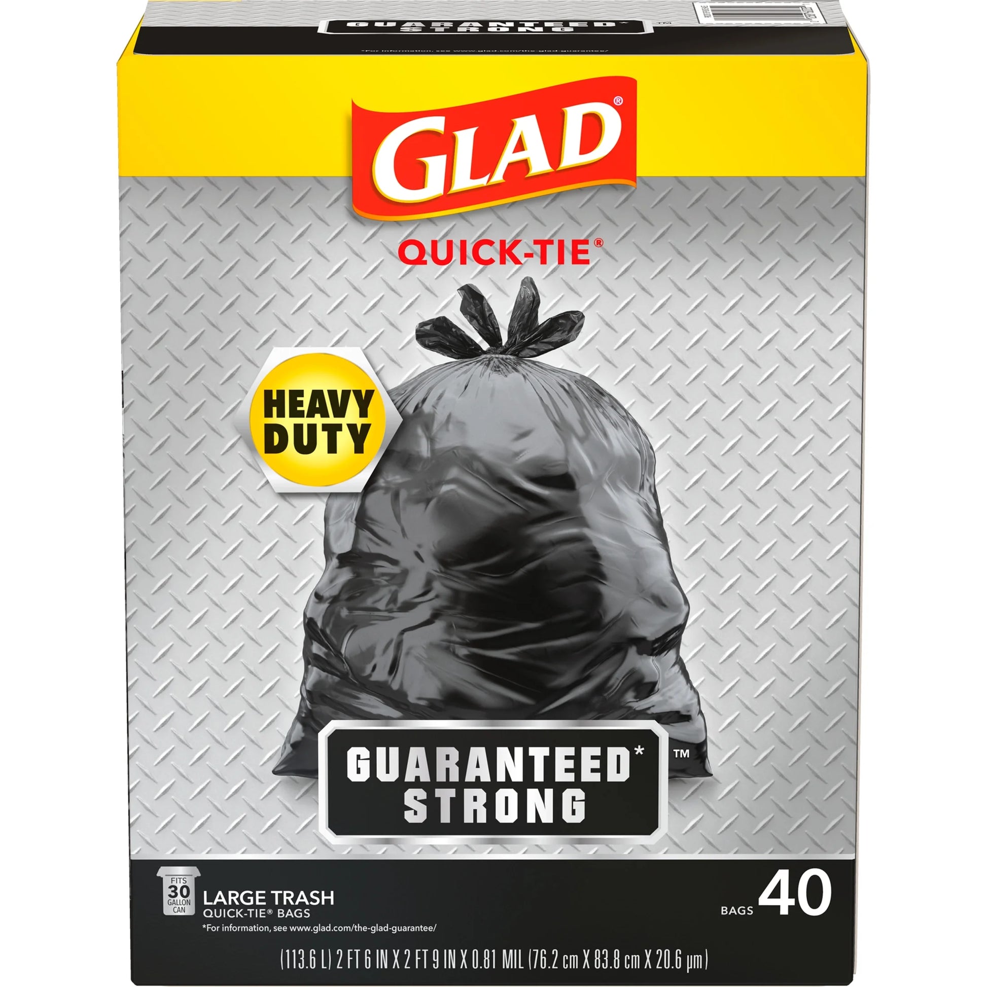 Quick Tie Extra Strong Large Trash Bags, 30 Gallon, 40 Bags