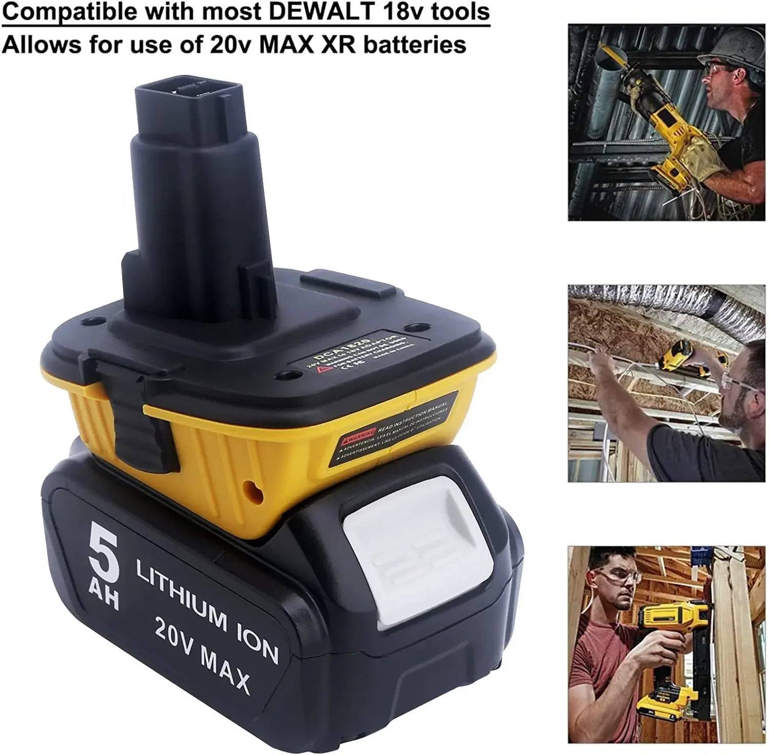 2X 18V to 20V MAX DCA1820 Adapter Converter for DEWALT 20 Volt Li-Ion Battery