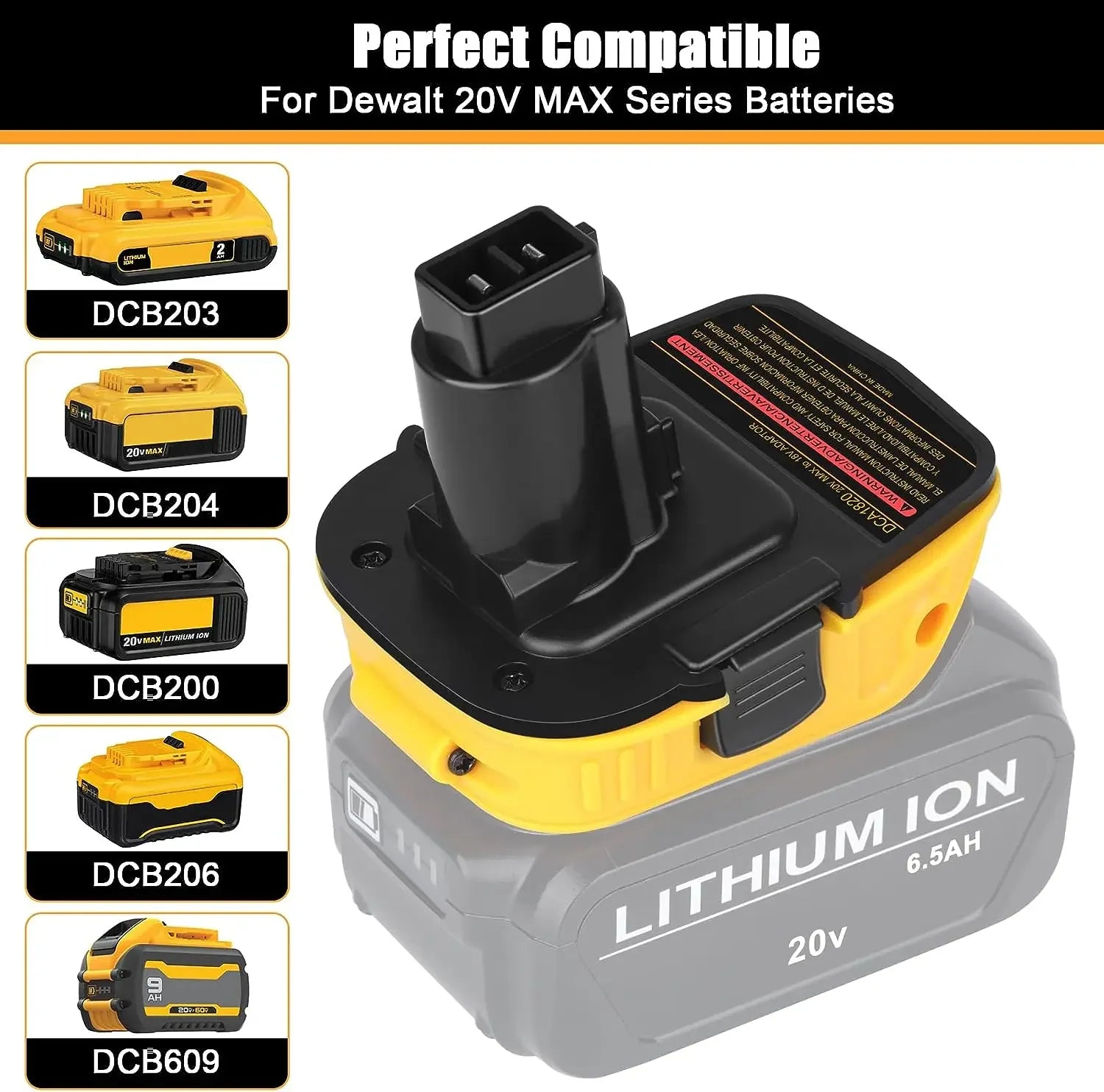 2X 18V to 20V MAX DCA1820 Adapter Converter for DEWALT 20 Volt Li-Ion Battery