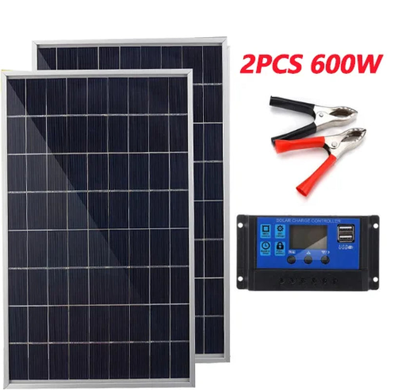 300W Solar Panel 12V Portable Solar Cell Outdoor Rechargeable Solar Kit Household Solar Generator Solar Charger RV Power Supply