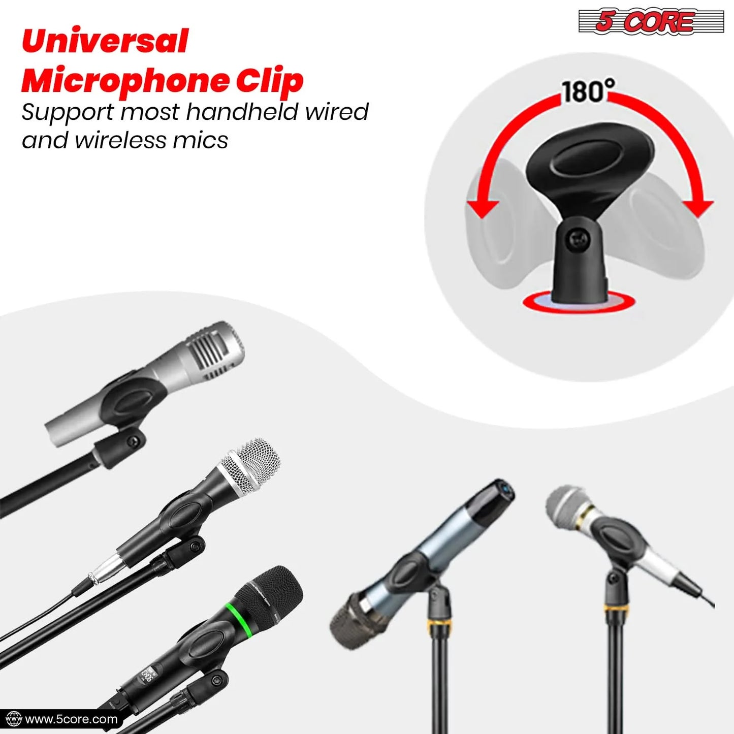 5Core Tripod Mic Stand 4Pcs Heavy Duty Adjustable Holder Floor Microphone Boom Arm BLACK