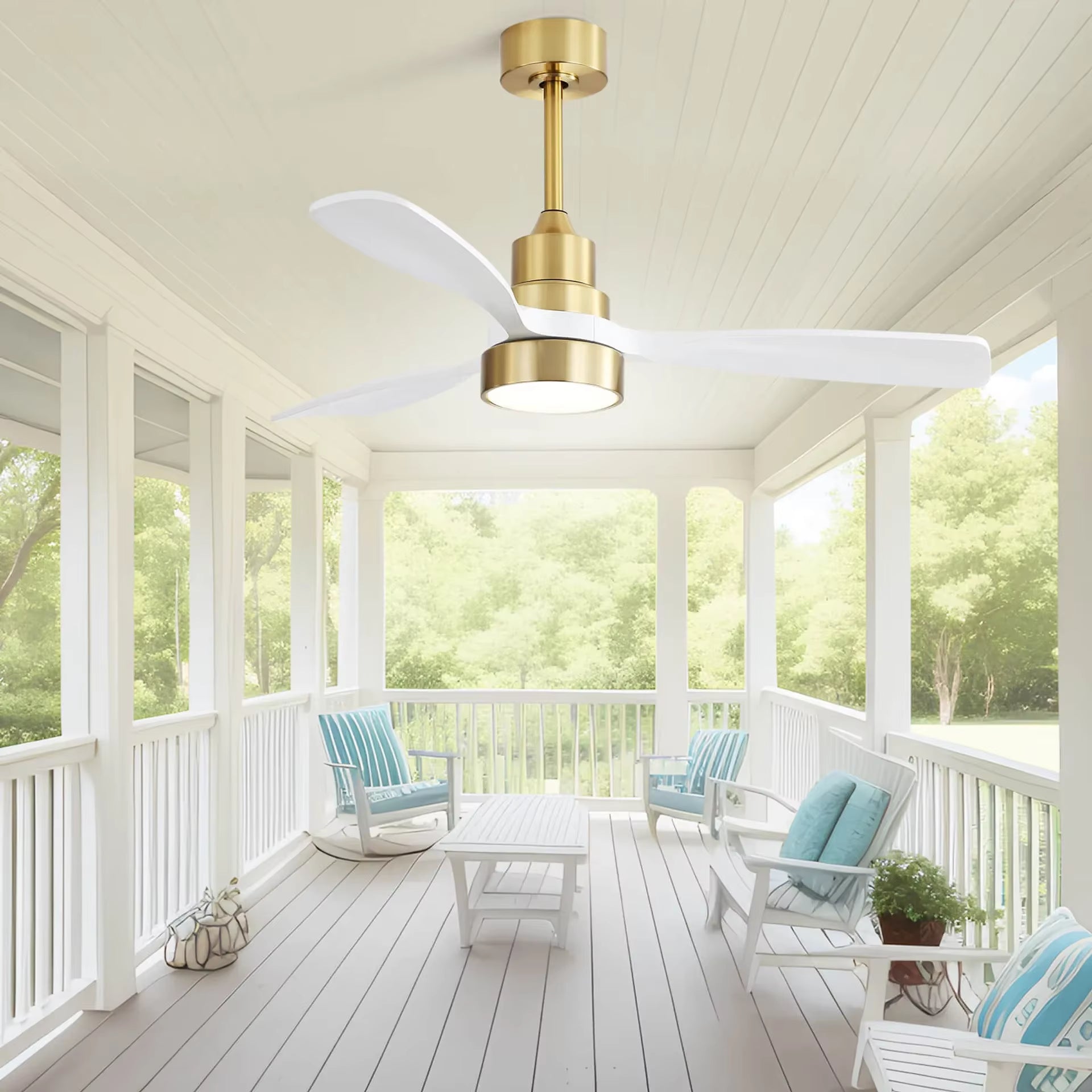 Modern 48-Inch Ceiling Fan with LED DC 6-Speed High Wind Speed with Remote Control