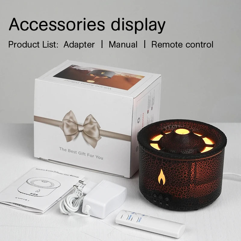 Volcano Flame Aroma Diffuser Jellyfish Smoke Ring Air Humidifier 360Ml Aromatherapy Essential Oil Diffuser Cool Gift