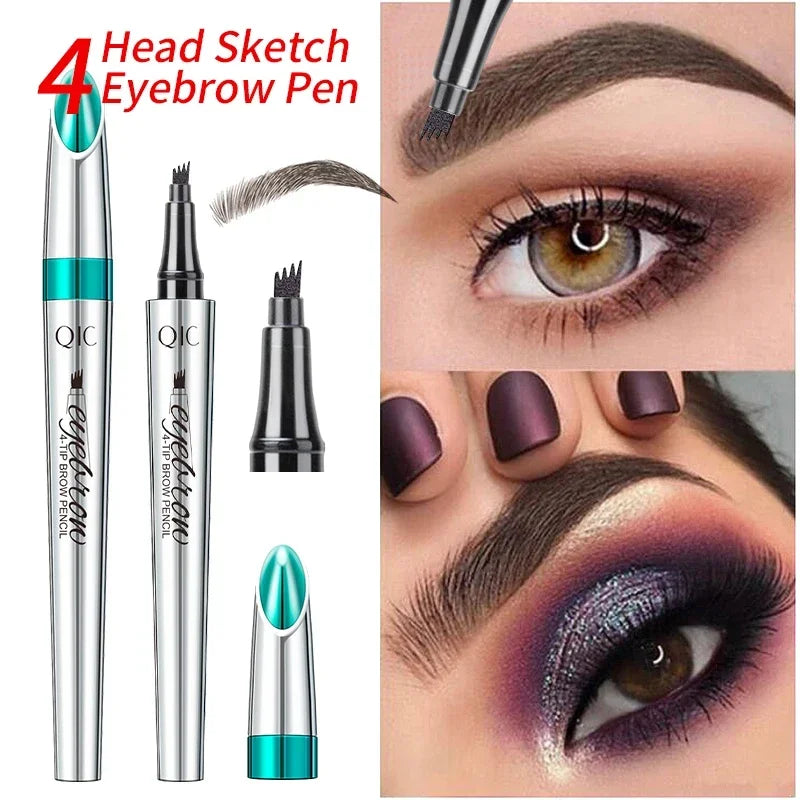 4 Point Eyebrow Pencil Waterproof Liquid Eyebrow Pen Makeup Long Lasting 4 Fork Tip Brow Pen Cosmetic Microblade Brow Pencil NEW