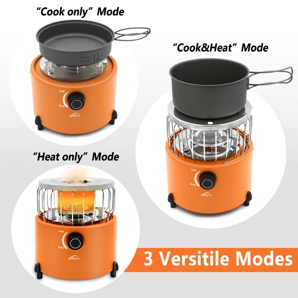 Portable 2 in 1 Camping Stove Gas Heater Outdoor Warmer Propane Butane Tent Heater Cooking System