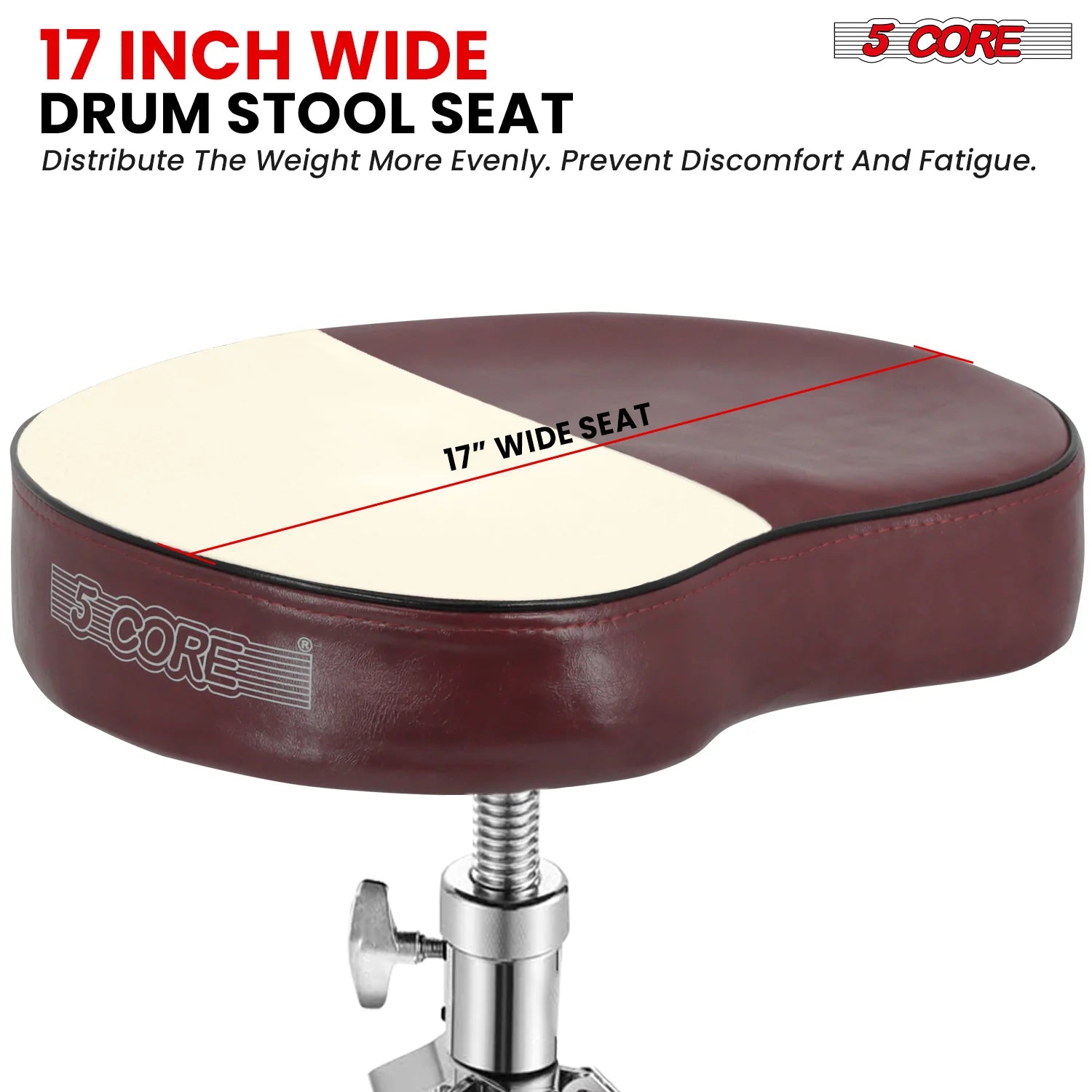 5Core Drum Throne Padded Guitar Stool Saddle Drummer Seat for Adults & Kids