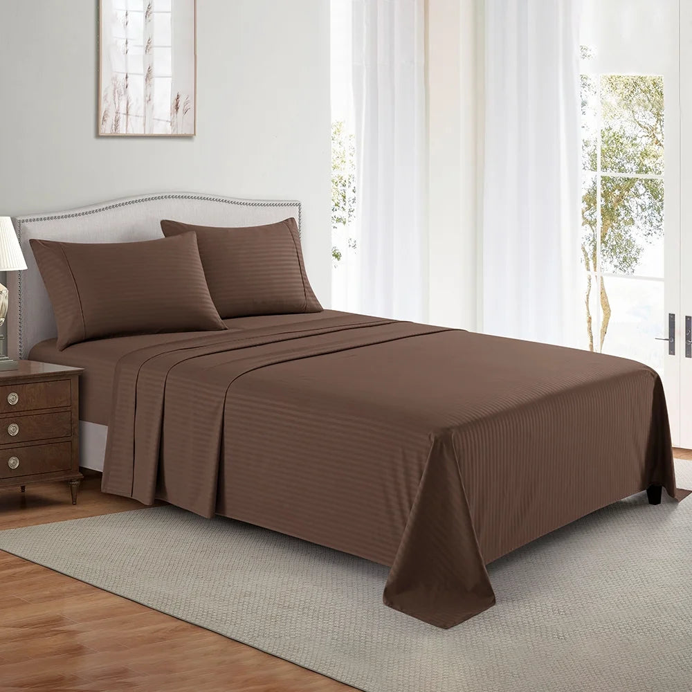 1800 Series Premium Deep Pocket Bed Sheet Set by  Microfiber Bedding -Includes Flat Sheet-Fitted Sheet- Pillowcases, Size: King, Queen, Full, Twin - KING MOCHA