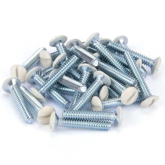 3/4" Long 6-32 Thread, Oval Head Milled Slot Replacement Wall Plate Screws, 30 Pack, Light Almond