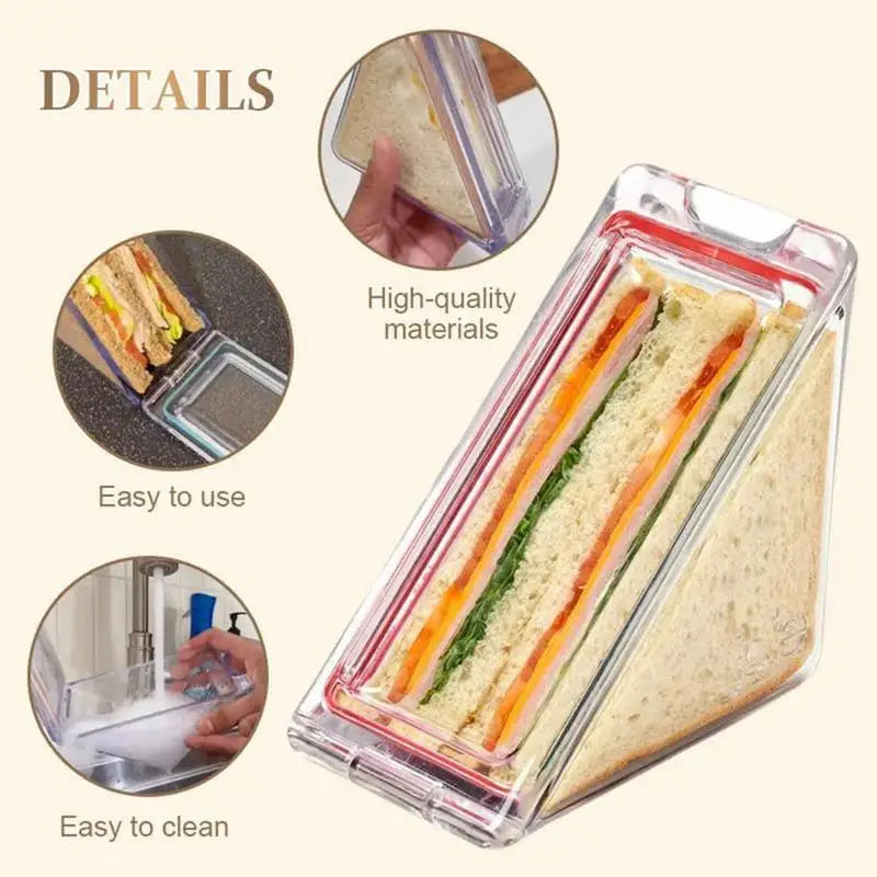 Picnics Sandwich Box Reusable Triangular Sandwich Bags Reusable Sandwich Containers Triangle Lunch Dinner Storage Box