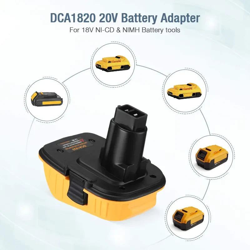 2X 18V to 20V MAX DCA1820 Adapter Converter for DEWALT 20 Volt Li-Ion Battery