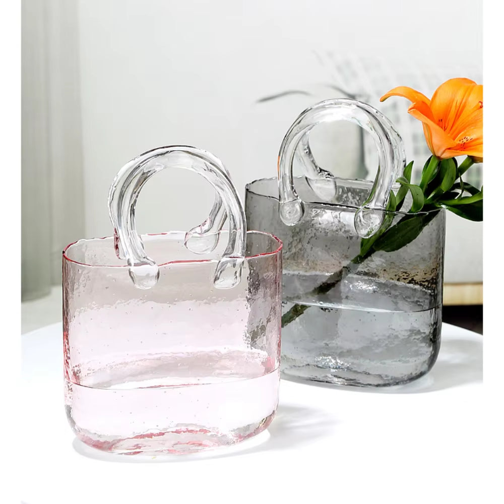 Nordic Home Decor Nordic Ins Style Original Bag Glass Vase Designer Handbag Hydroponic Flower Basket Fish Farming