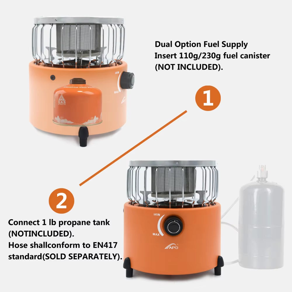 Portable 2 in 1 Camping Stove Gas Heater Outdoor Warmer Propane Butane Tent Heater Cooking System