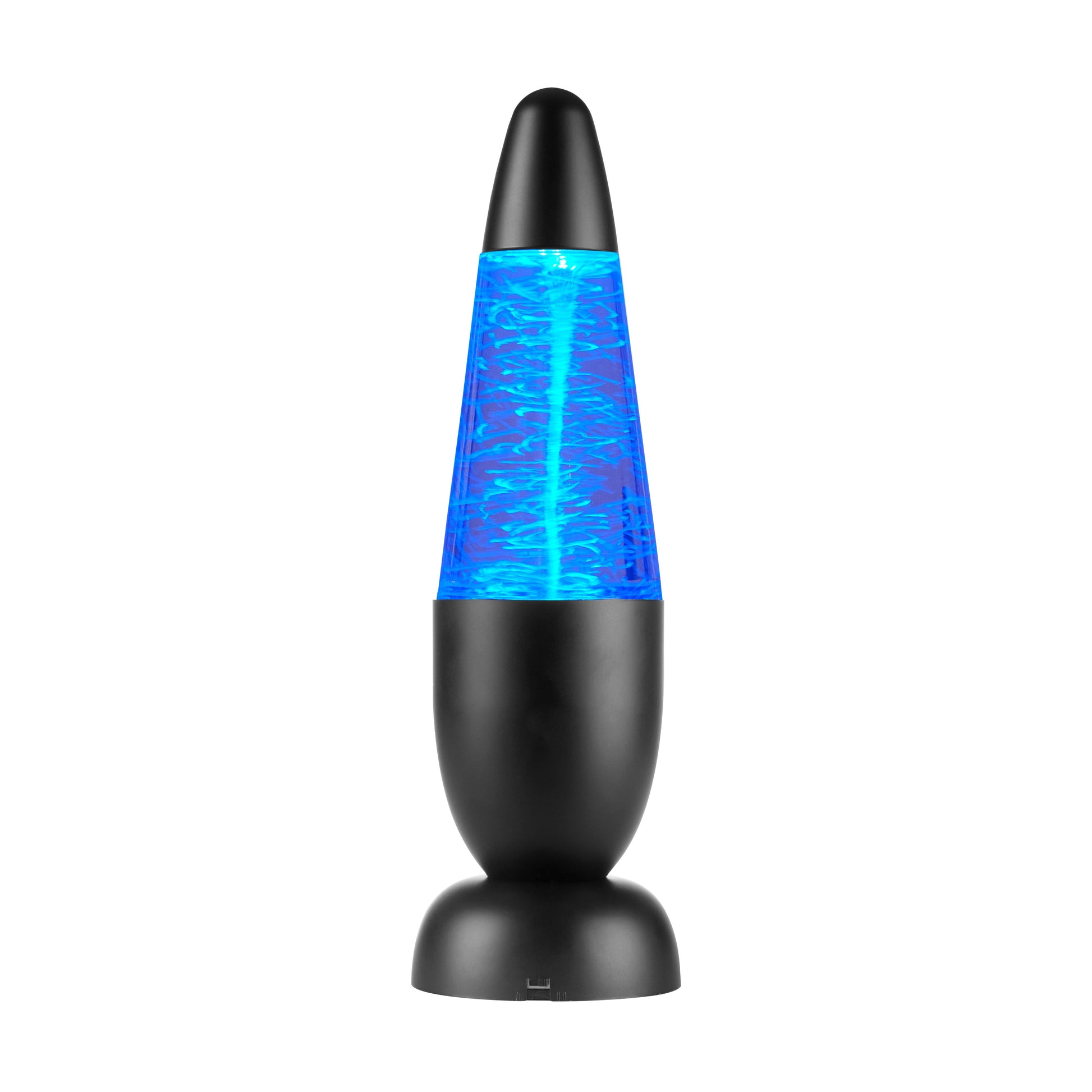 12" LED Tornado Lamp with Blue Glitter, Battery-Operated, Black Metal Base