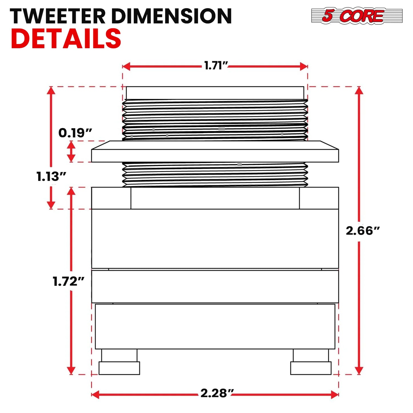 5Core 3.5 Inch Tweeters 60W Max 30W RMS 25.4Mm Voice Coil Super Tweeter Car Audio