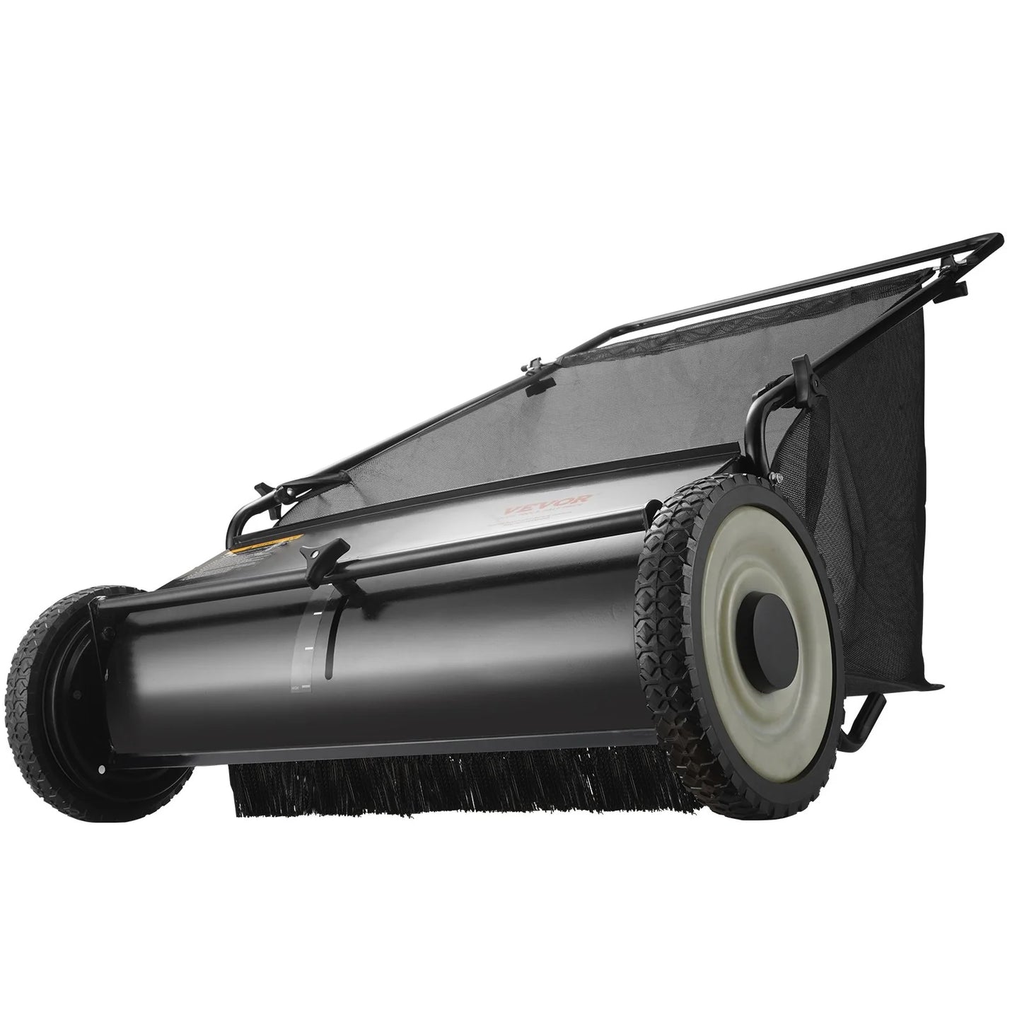 VEVOR Push Lawn Sweeper, 26 Inch Leaf & Grass Collector, Strong Rubber Wheels & Heavy Duty Thickened Steel Durable to Use with Large Capacity 7 Ft? Mesh Collection Bag, 4 Spinning Brushes