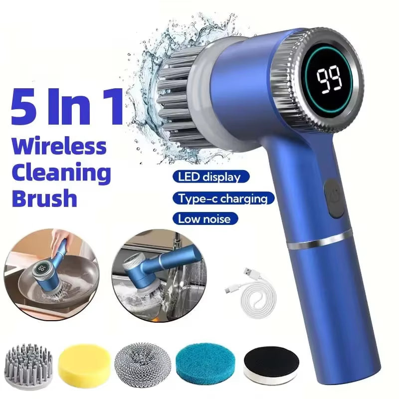 Wireless Electric Cleaning Brush Powerful IPX7 Waterproof USB Rechargeable Automatic Handheld Cleaner Multi Function Household